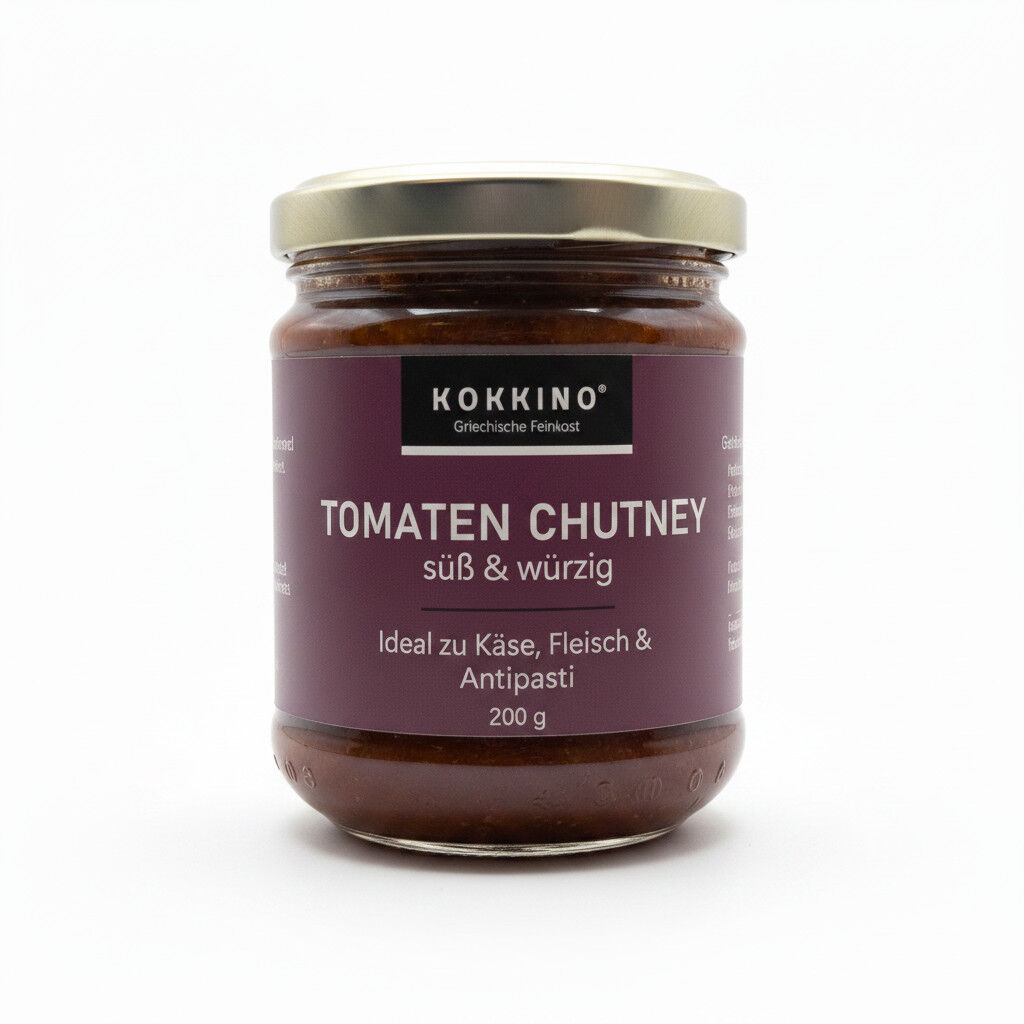 KOKKINO Tomato Chutney from Greece – fruity and spicy, 200 g Ingredients list