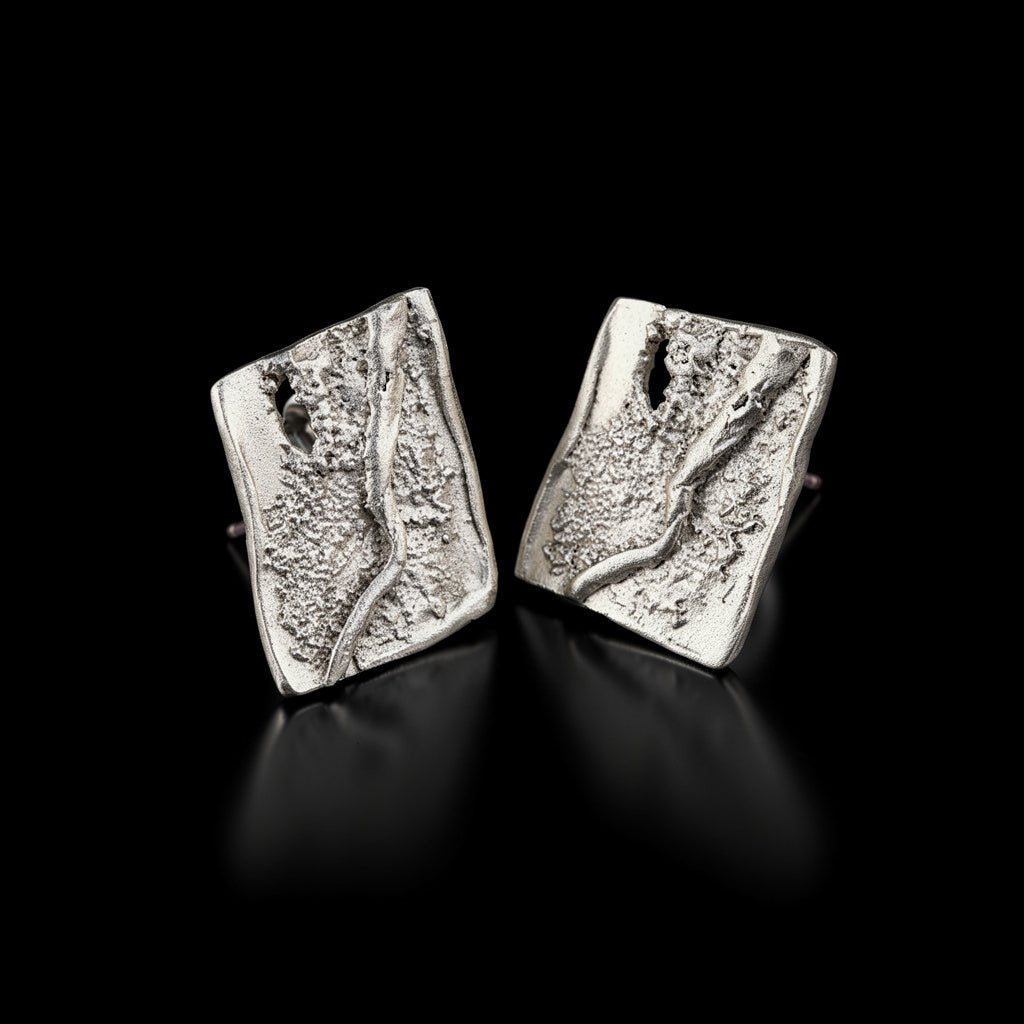 Ohrringe „Silver Strata“ • Statement-Ohrringe aus 925er Sterlingsilber mit strukturierter Oberfläche