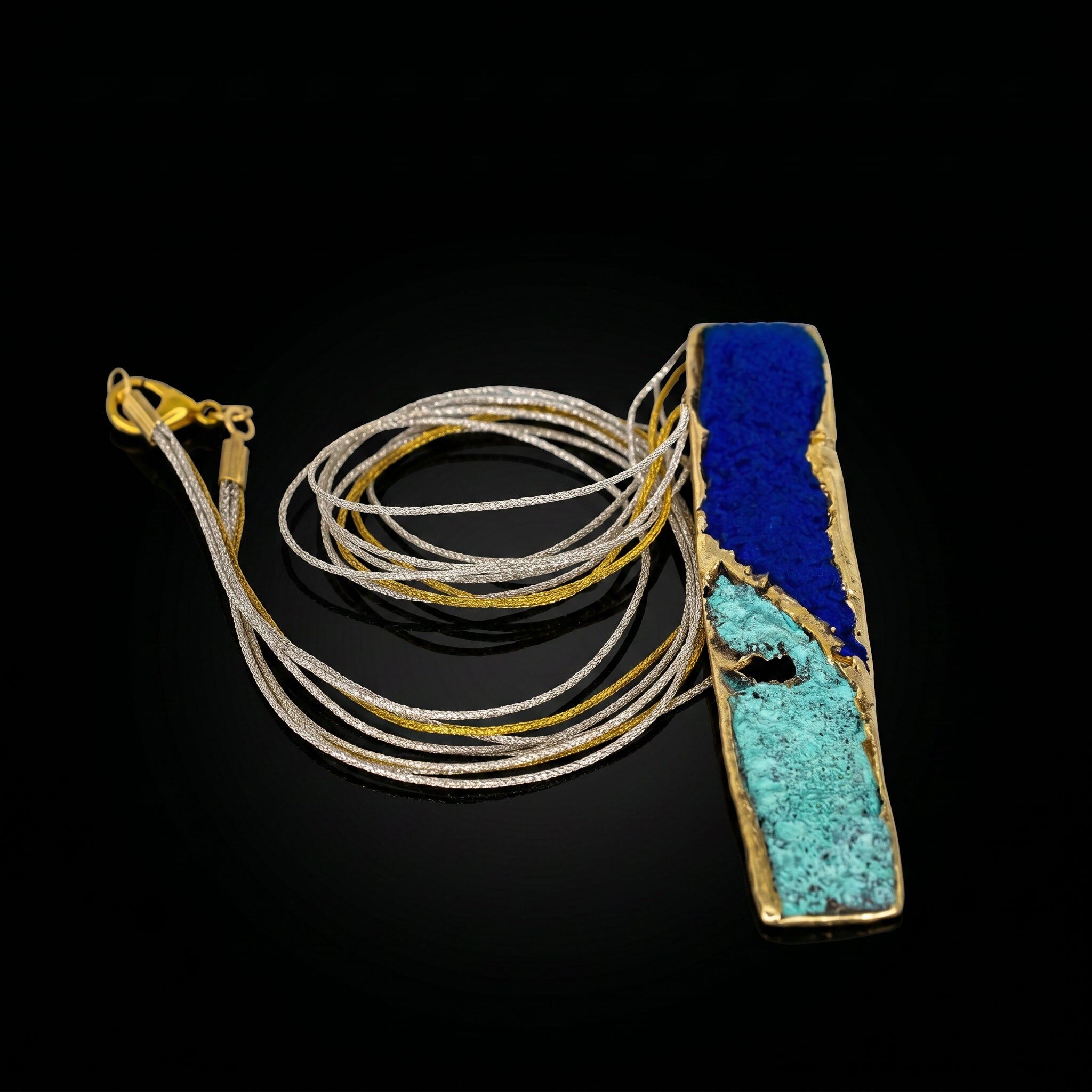 Strata-Anhänger-Halskette • Strukturierter Anhänger • Organischer, skulpturaler Statement-Schmuck