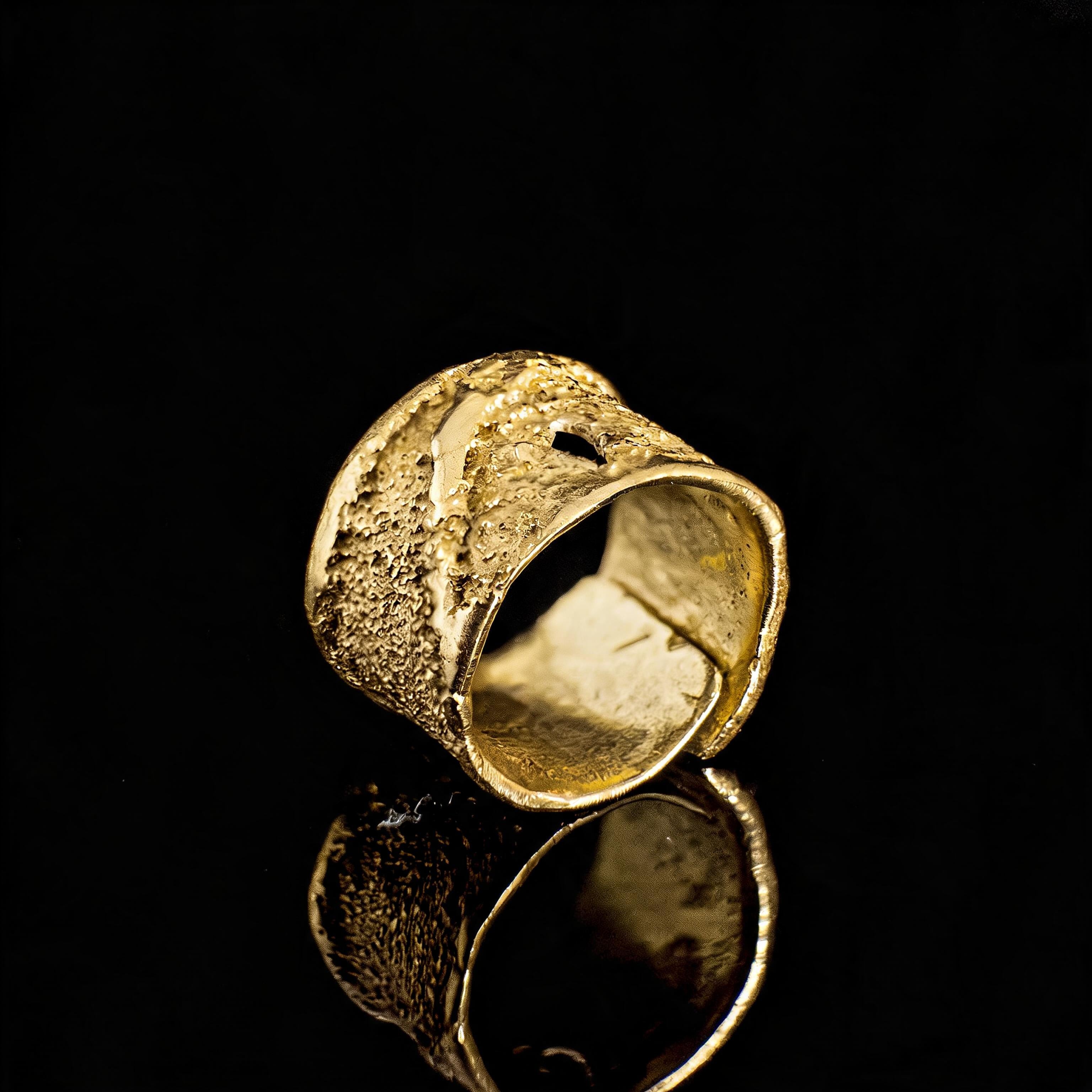 18K Strata Ring • 18K vergoldeter, strukturierter, skulpturaler Statement-Ring