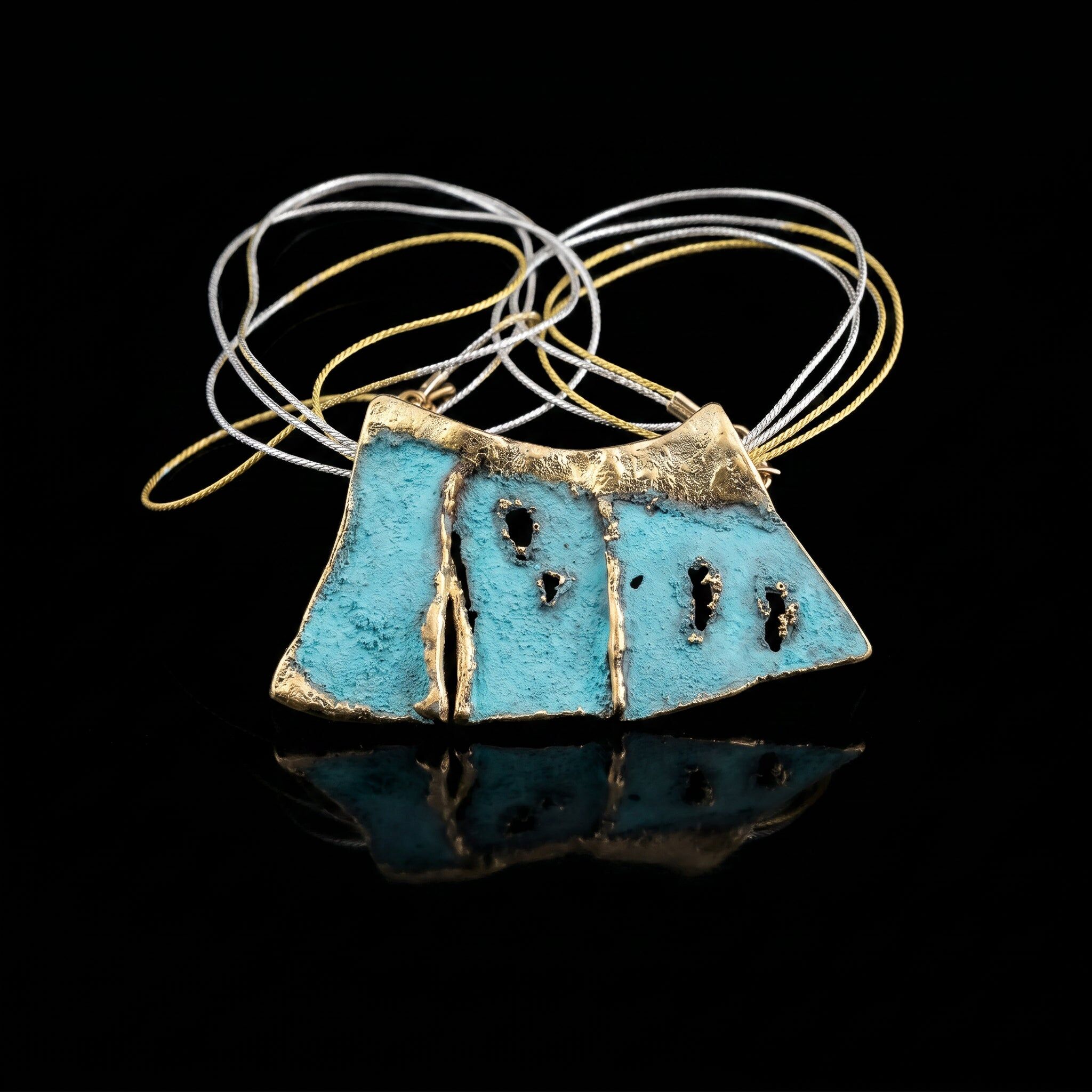 Modernistische Horizon-Halskette • Architektonischer Anhänger • Skulpturaler Designerschmuck aus Barcelona
