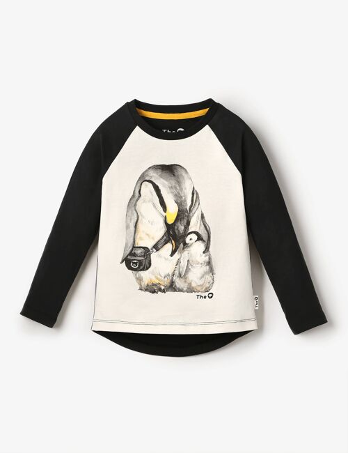 Organic LS Hi-Lo Raglan Tee - Penguin Cuddle