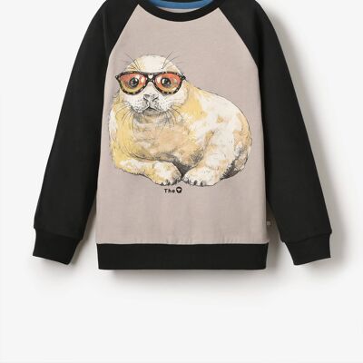 Camiseta raglán de manga larga orgánica - Cachorro de foca