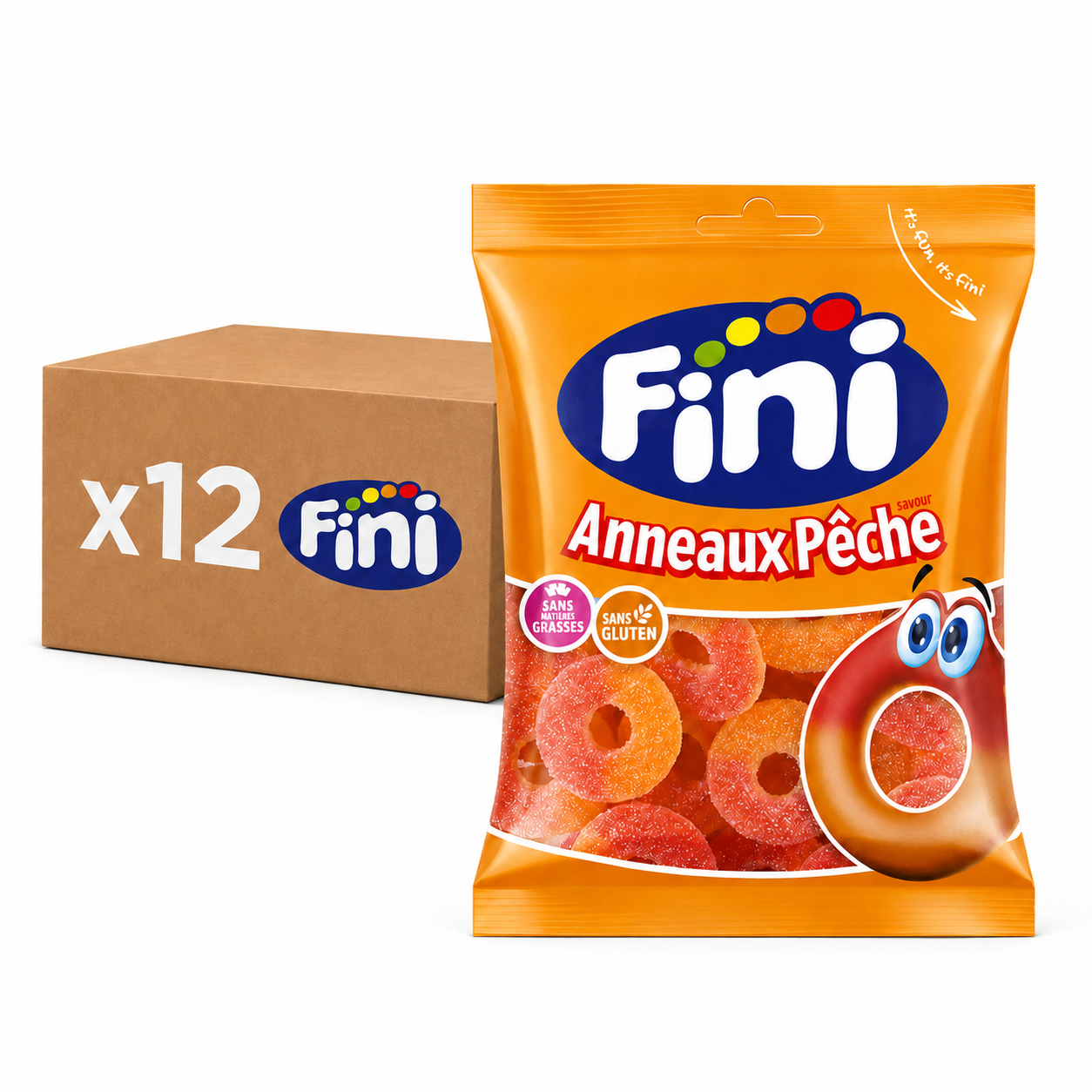 Box of 12 bags of Fizz Halal Fishing Rings, 90g