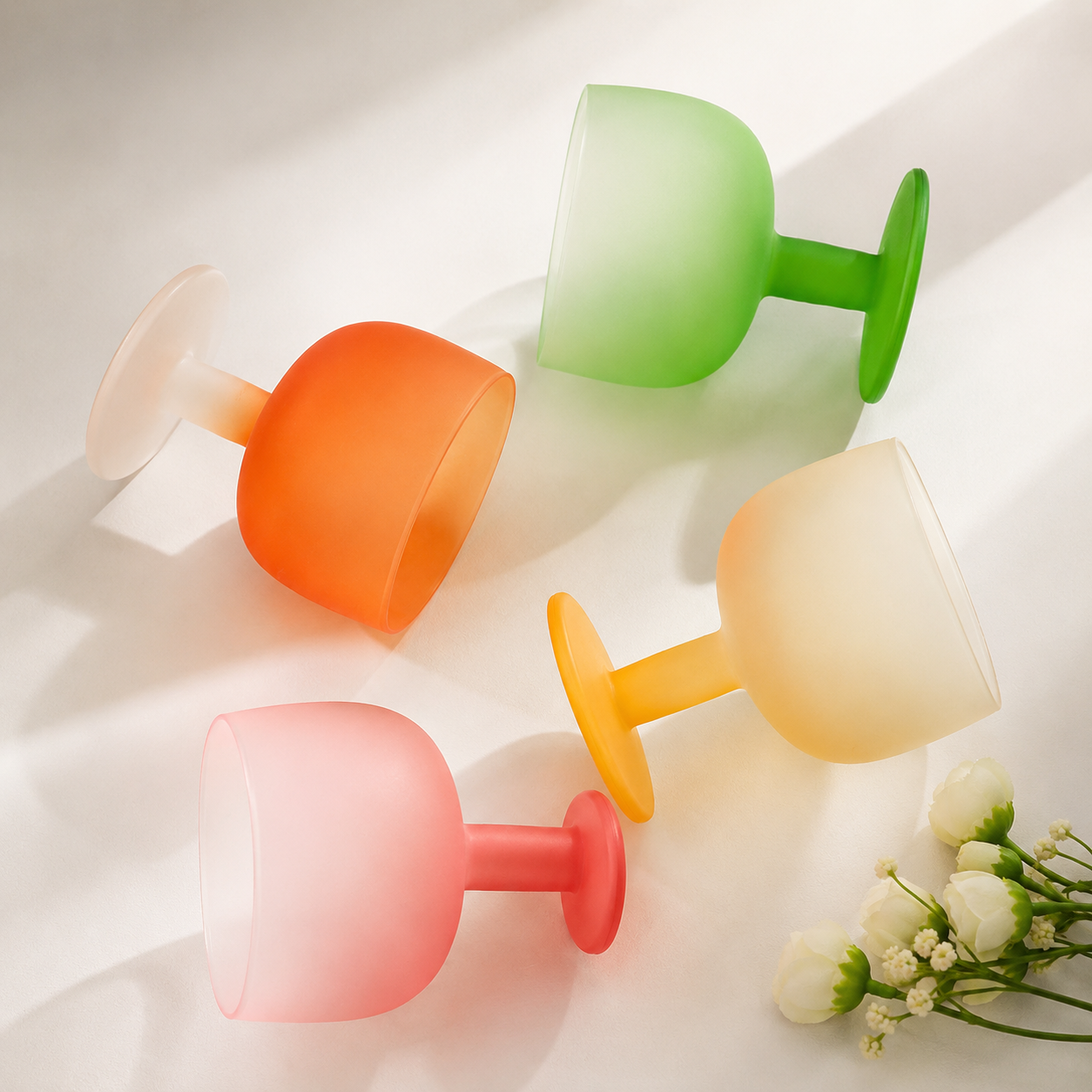 Frosted Colored Glass Dessert Cup | Cocktail Goblet