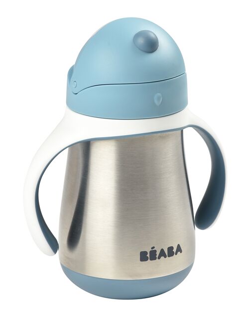 BEABA, Tasse paille inox 250 ml - windy blue