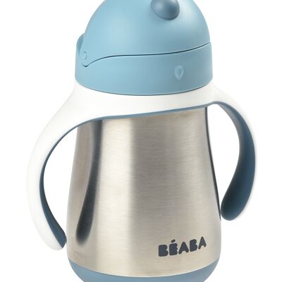 BEABA, Tasse paille inox 250 ml - windy blue