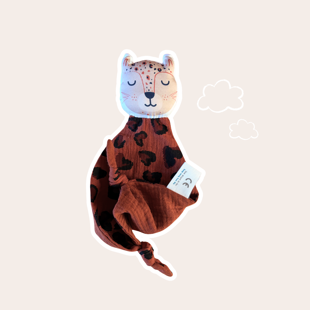 Panther comforter, double gauze, animal print and plain toffee