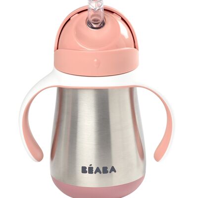 BEABA, Stainless steel straw cup 250 ml - old pink
