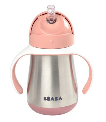 BEABA, Tasse paille inox 250 ml - old pink 1