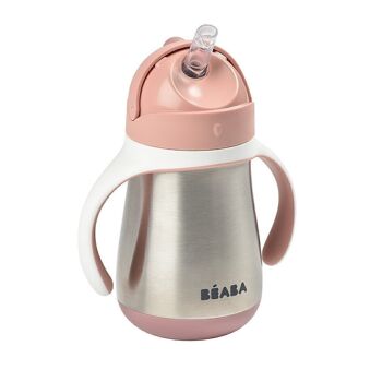 BEABA, Tasse paille inox 250 ml - old pink 2