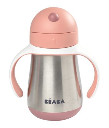 BEABA, Tasse paille inox 250 ml - old pink 3