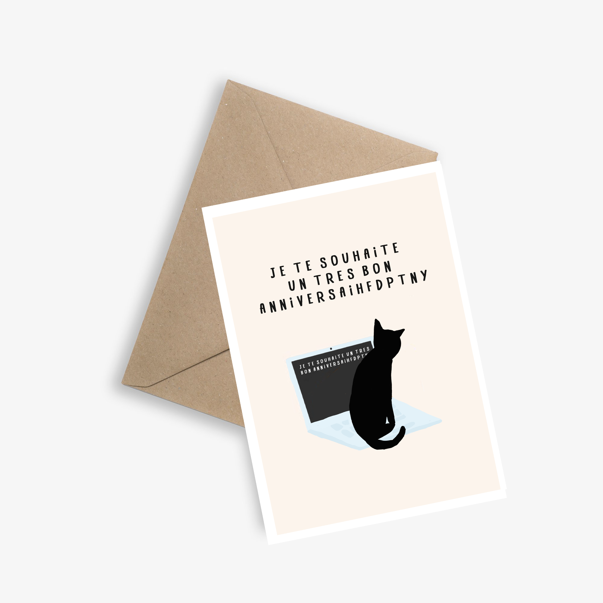Simple Birthday Card - I wish you a very happy birthday (cat)
