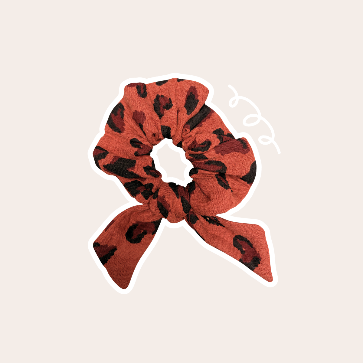 Children's scrunchie with double gauze cotton animal print bow