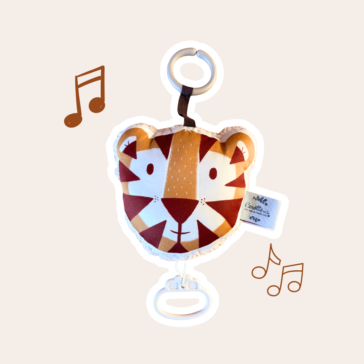 Mini portable musical cushion, Camel and Toffee Tiger