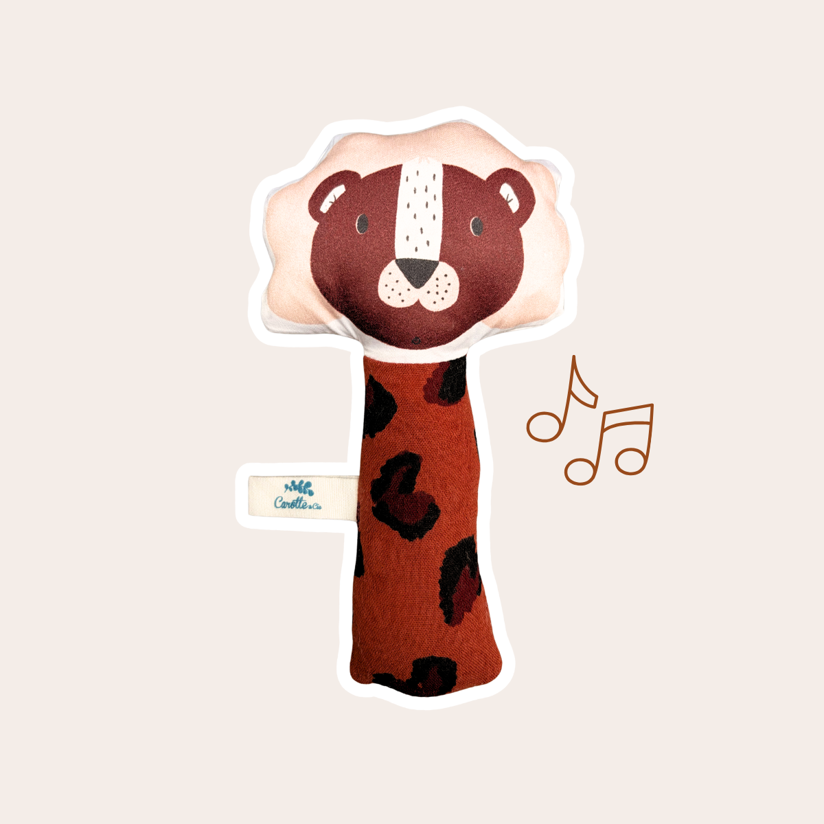 Hochet gling-gling Lion motif animal et uni toffee