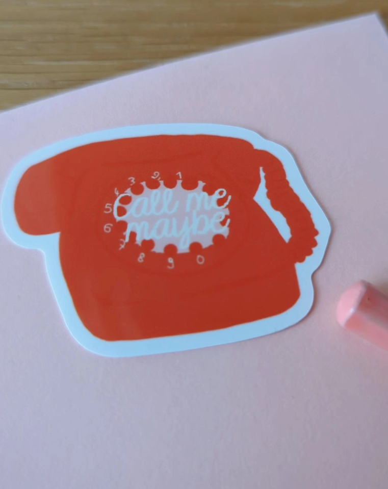 Vintage Red Telephone Stickers CALL ME MAYBE