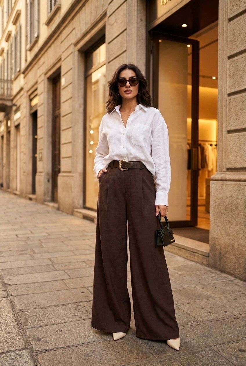 Women's palazzo pants with belt