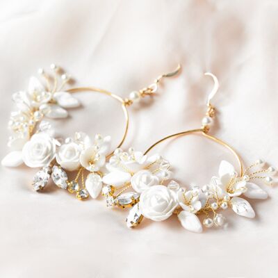 Boucles d'oreilles créoles Svea - Blanc