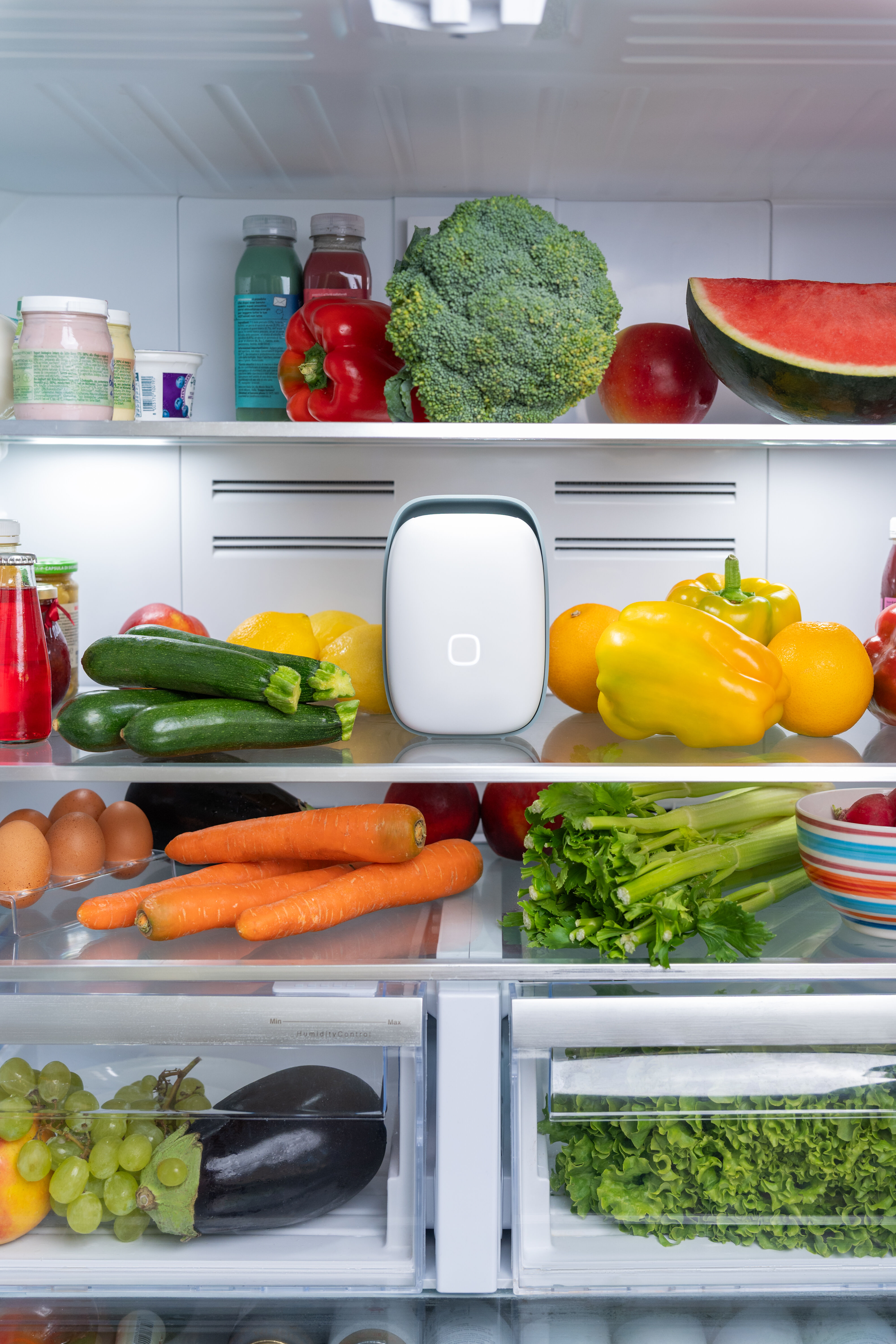 Purificador de refrigerador Shelfy - Duplica la vida útil de frutas y verduras - Filtro lavable - Hecho en Italia