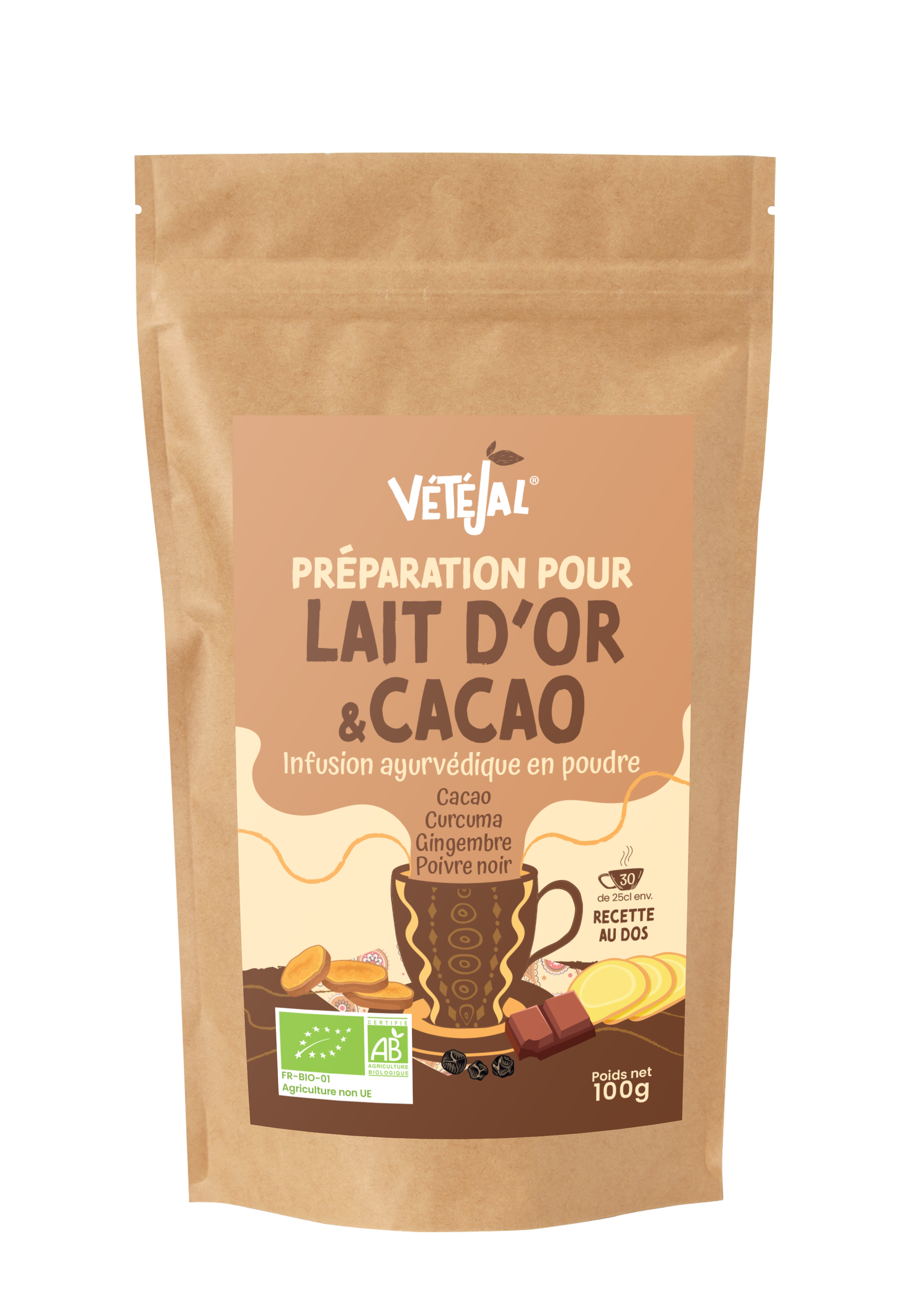 Organic cocoa golden milk mix - 100g