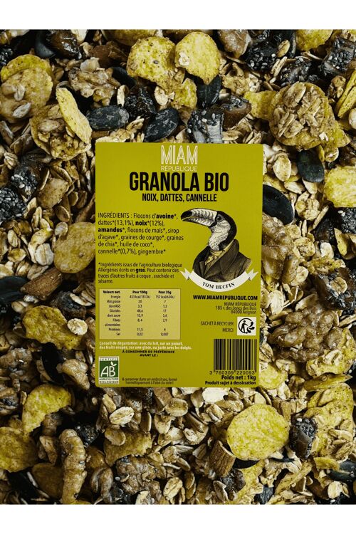 Granola Amandes, Dattes & Cannelle        1 kg muesli crunchy