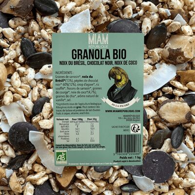 Paranuss-, Bitterschokoladen- und Kokosnuss-Granola 1 kg Knuspermüsli