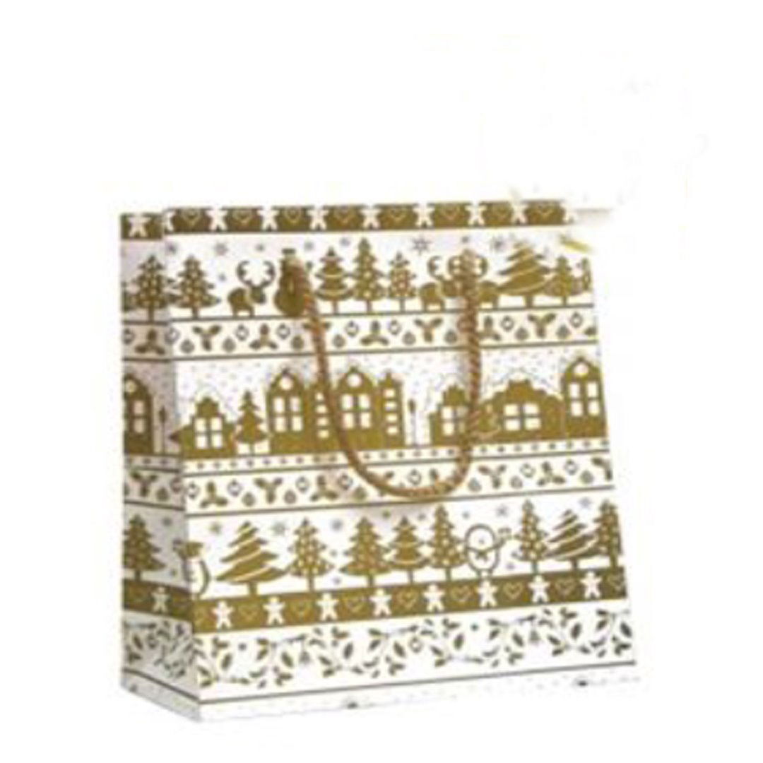 Luxury Christmas Gift Bag Winter Cottages