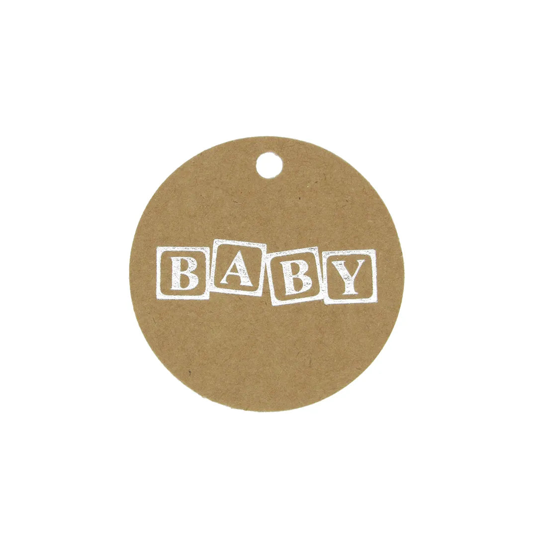 Kraft label Baby block Silver