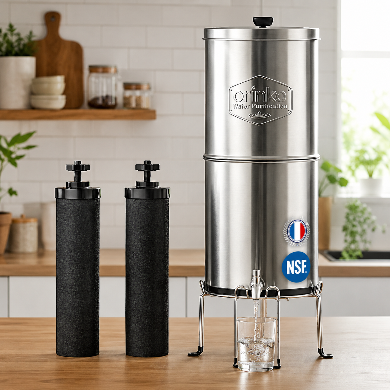 5,6-Liter-Schwerkraftwasserfilter – Schwerkraft-Wasserreiniger ohne Manometer – Filterbrunnen mit Aktivkohle