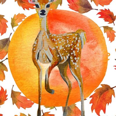 Cerf d'automne | Carte A6