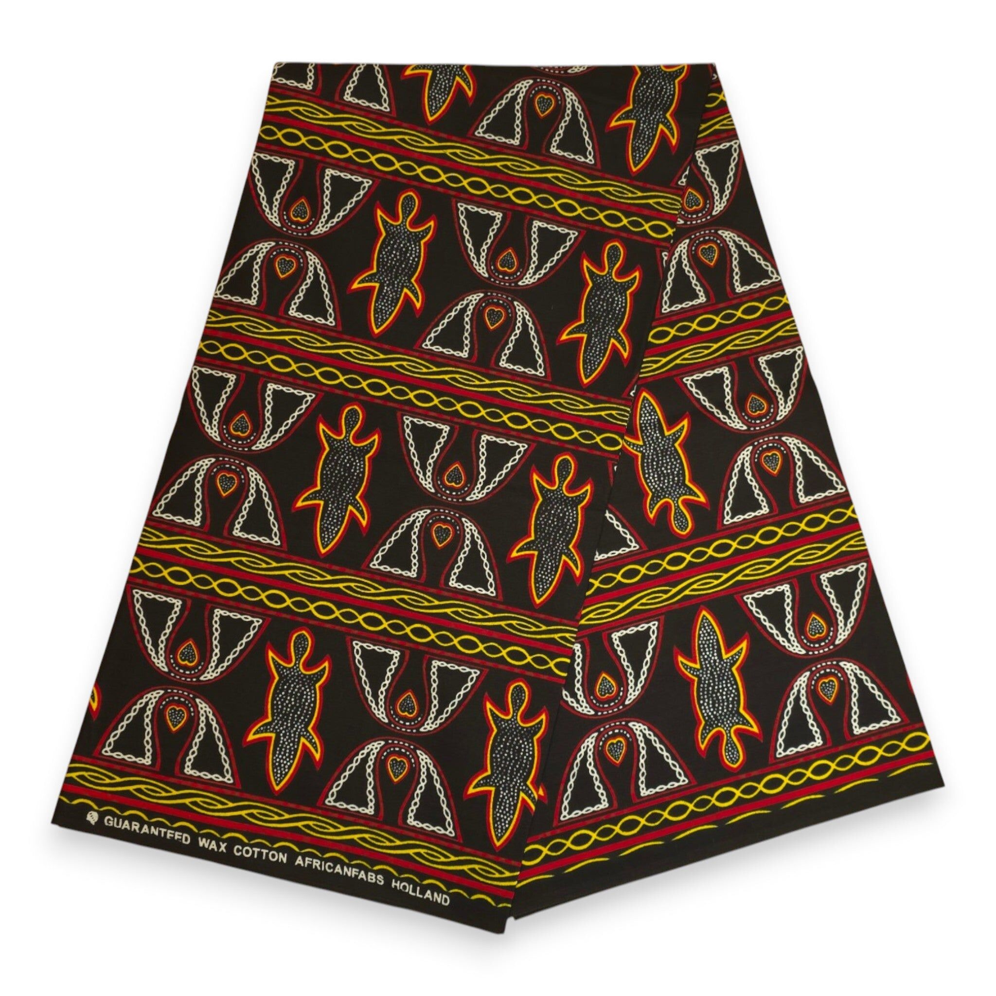 6 Yards - African Wax print fabric - Black Yellow Toghu Bamenda Cameroon - 100% cotton
