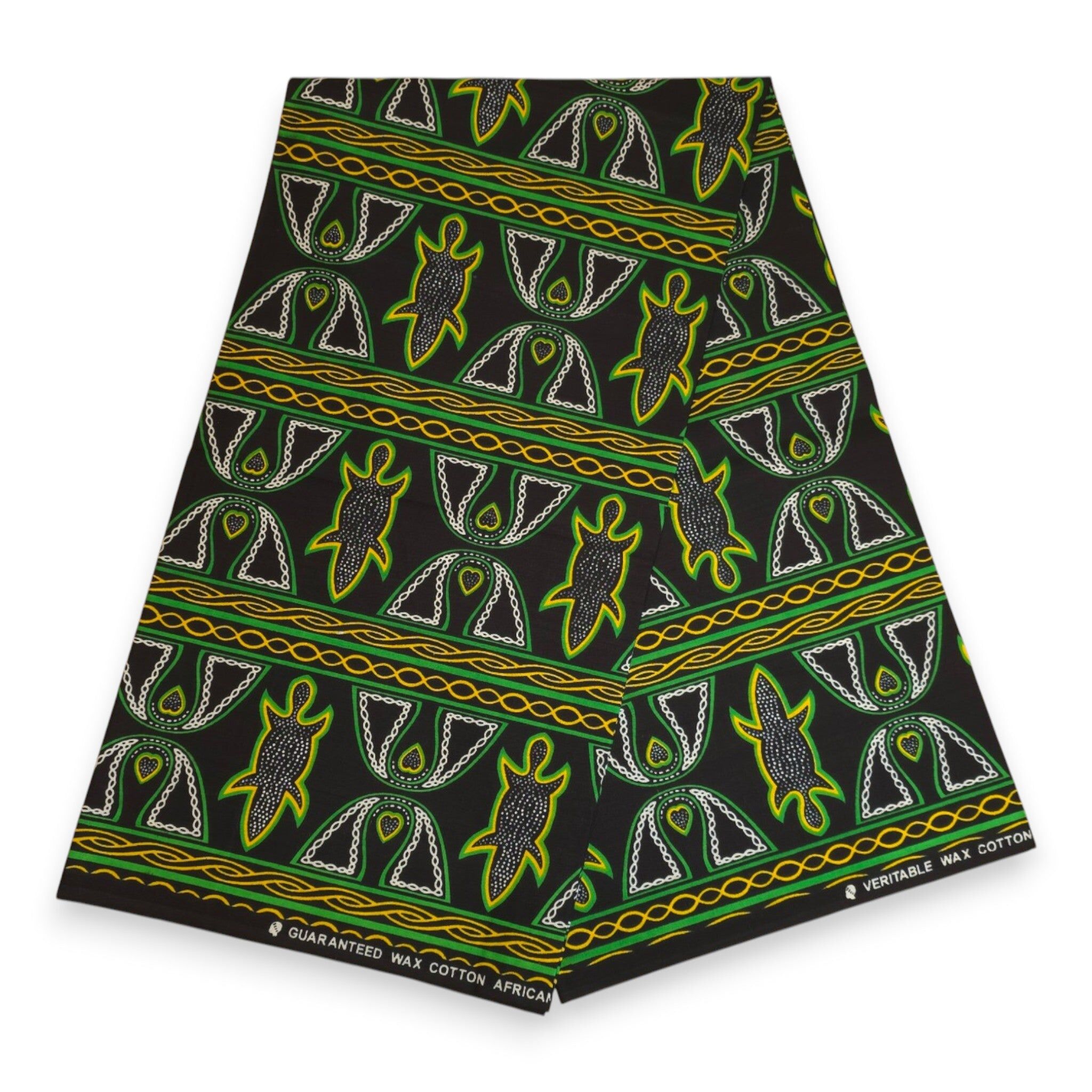 6 Yards - African Wax print fabric - Green Black Toghu Bamenda Cameroon - 100% cotton