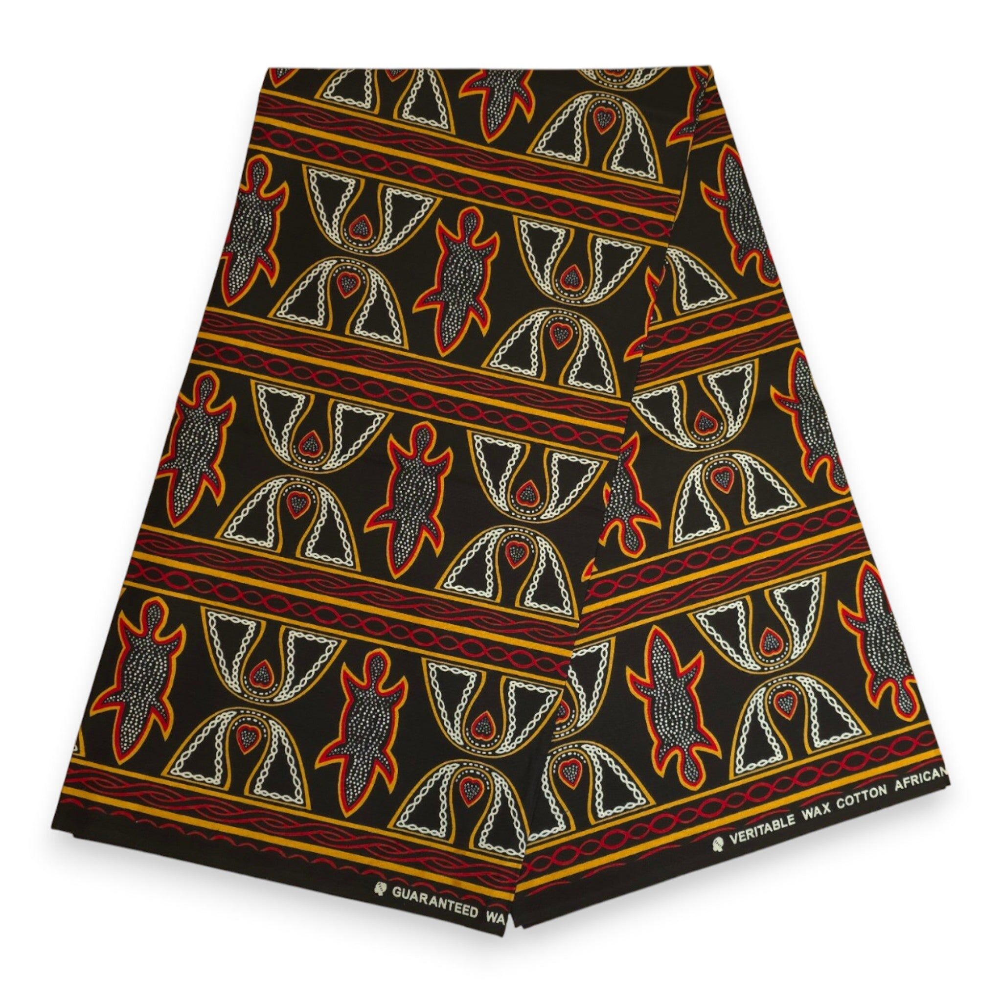 6 Yards - African Wax print fabric - Black Red Toghu Bamenda Cameroon - 100% cotton
