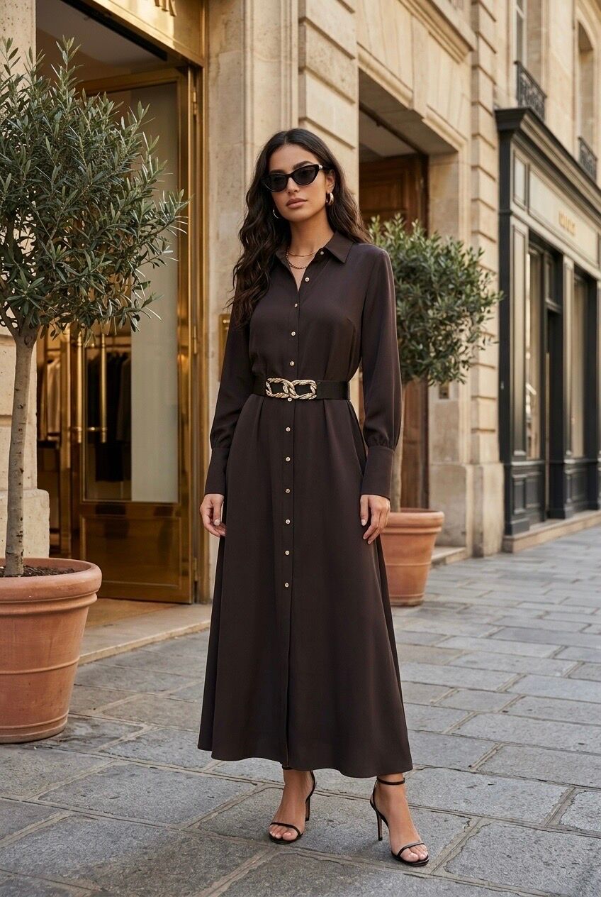 Robe chemise femme avec ceinture