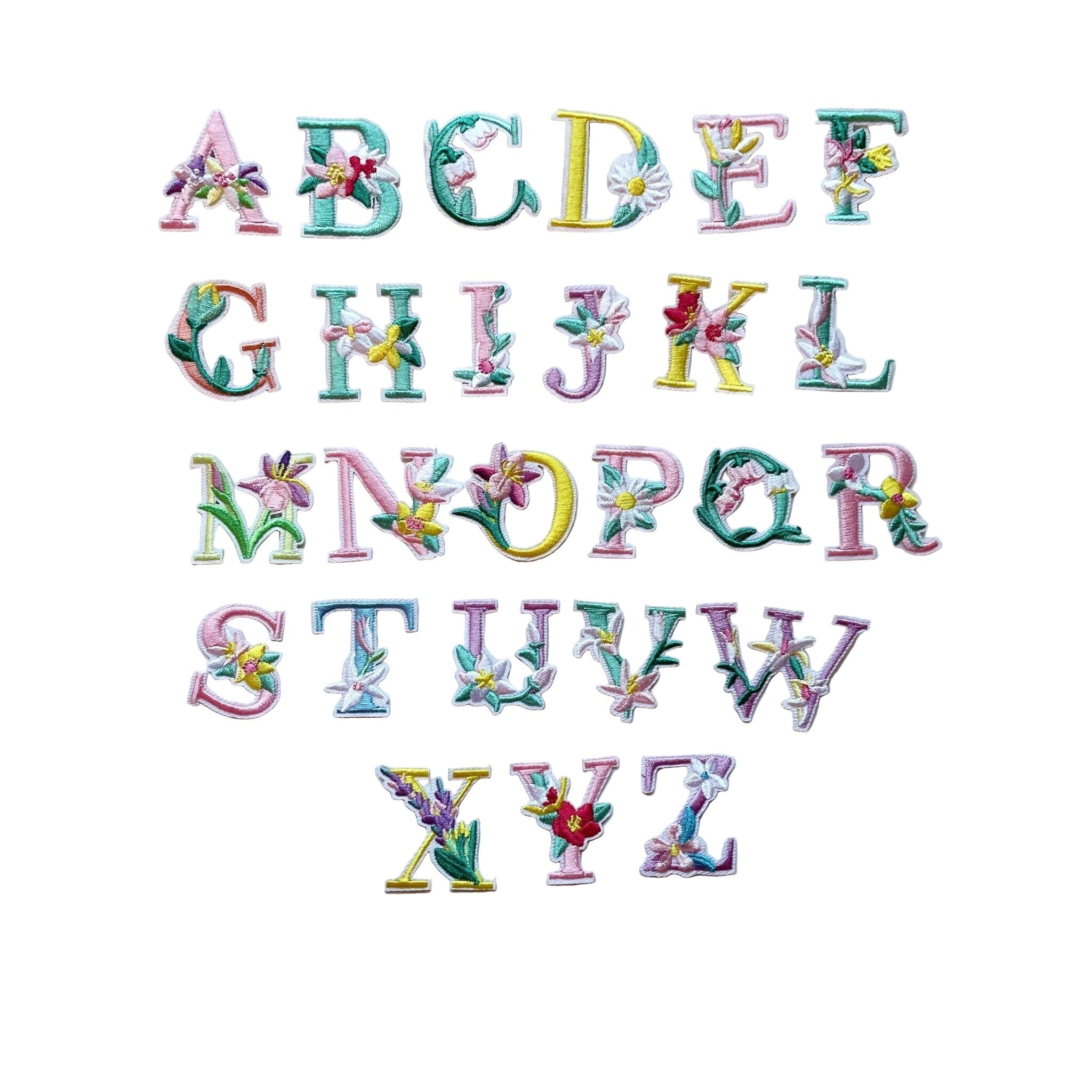 Alphabet Iron On Patches - Floral