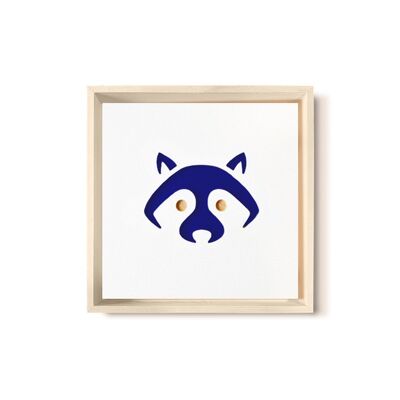 Stadtliebe® | 3D wood picture "Raccoon" refined with blue CNC milling