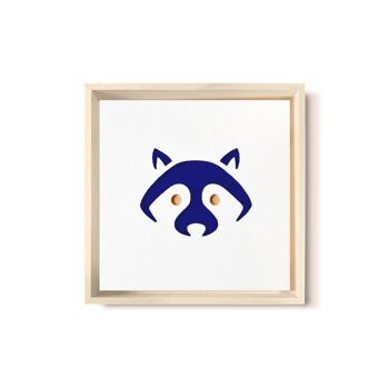 Stadtliebe® | Tableau en bois 3D "Raccoon" raffiné avec fraisage CNC bleu