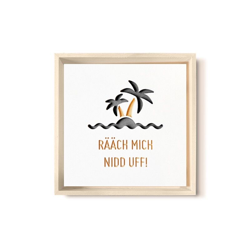 Stadtliebe® | Immagine 3D in legno "Rääch mich nidd uff" rifinita con fresatura CNC nera