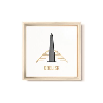 Stadtliebe® | Cuadro de madera 3D "Obelisco" refinado con fresado CNC negro