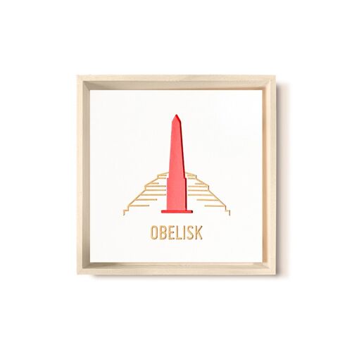 Stadtliebe® | 3D-Holzbild "Obelisk" veredelt mit CNC-Fräsung Rot