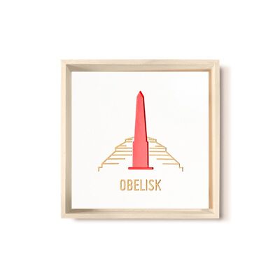 Stadtliebe® | Cuadro de madera 3D "Obelisco" refinado con fresado CNC rojo