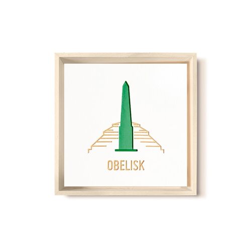 Stadtliebe® | 3D-Holzbild "Obelisk" veredelt mit CNC-Fräsung Grün