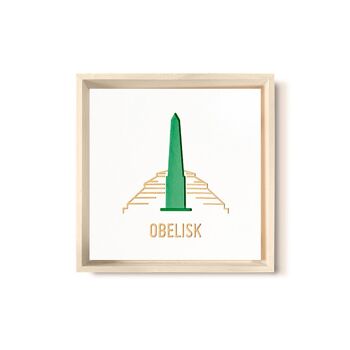 Stadtliebe® | Tableau en bois 3D "Obélisque" affiné avec fraisage CNC vert