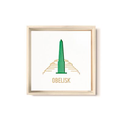 Stadtliebe® | 3D-Holzbild "Obelisk" veredelt mit CNC-Fräsung Grün