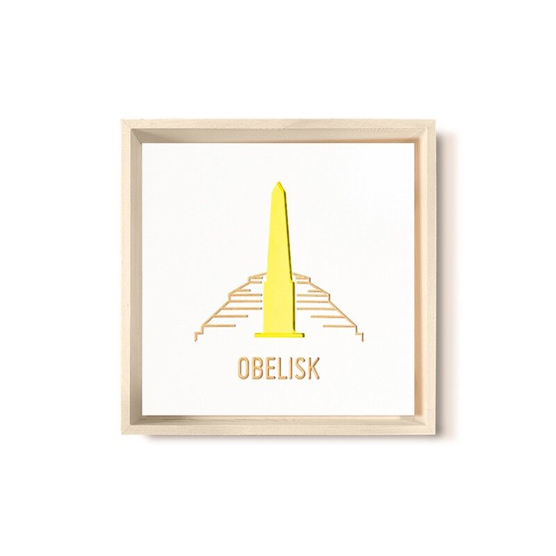 Stadtliebe® | 3D wood picture "Obelisk" refined with yellow CNC milling