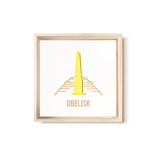 Stadtliebe® | 3D-Holzbild "Obelisk" veredelt mit CNC-Fräsung Gelb