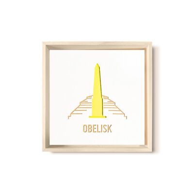 Stadtliebe® | 3D-Holzbild "Obelisk" veredelt mit CNC-Fräsung Gelb