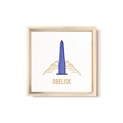 Stadtliebe® | Cuadro de madera 3D "Obelisco" refinado con fresado CNC azul