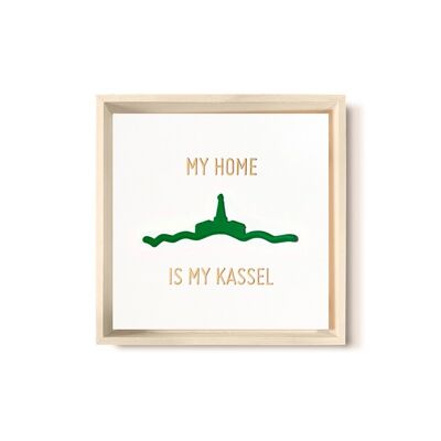 Stadtliebe® | Tableau en bois 3D "My Home Is My Kassel" affiné avec fraisage CNC vert